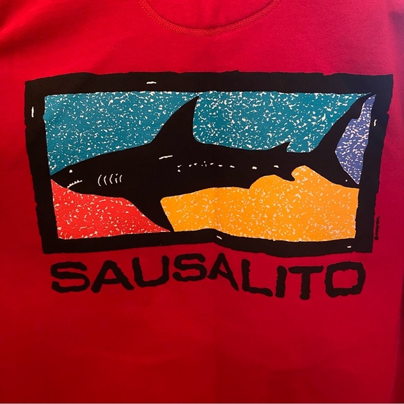 Vintage CRAZY SHIRTS Red Shark Graphic Sausalito Sweatshirt Size XL-Made in USA - Picture 2 of 6